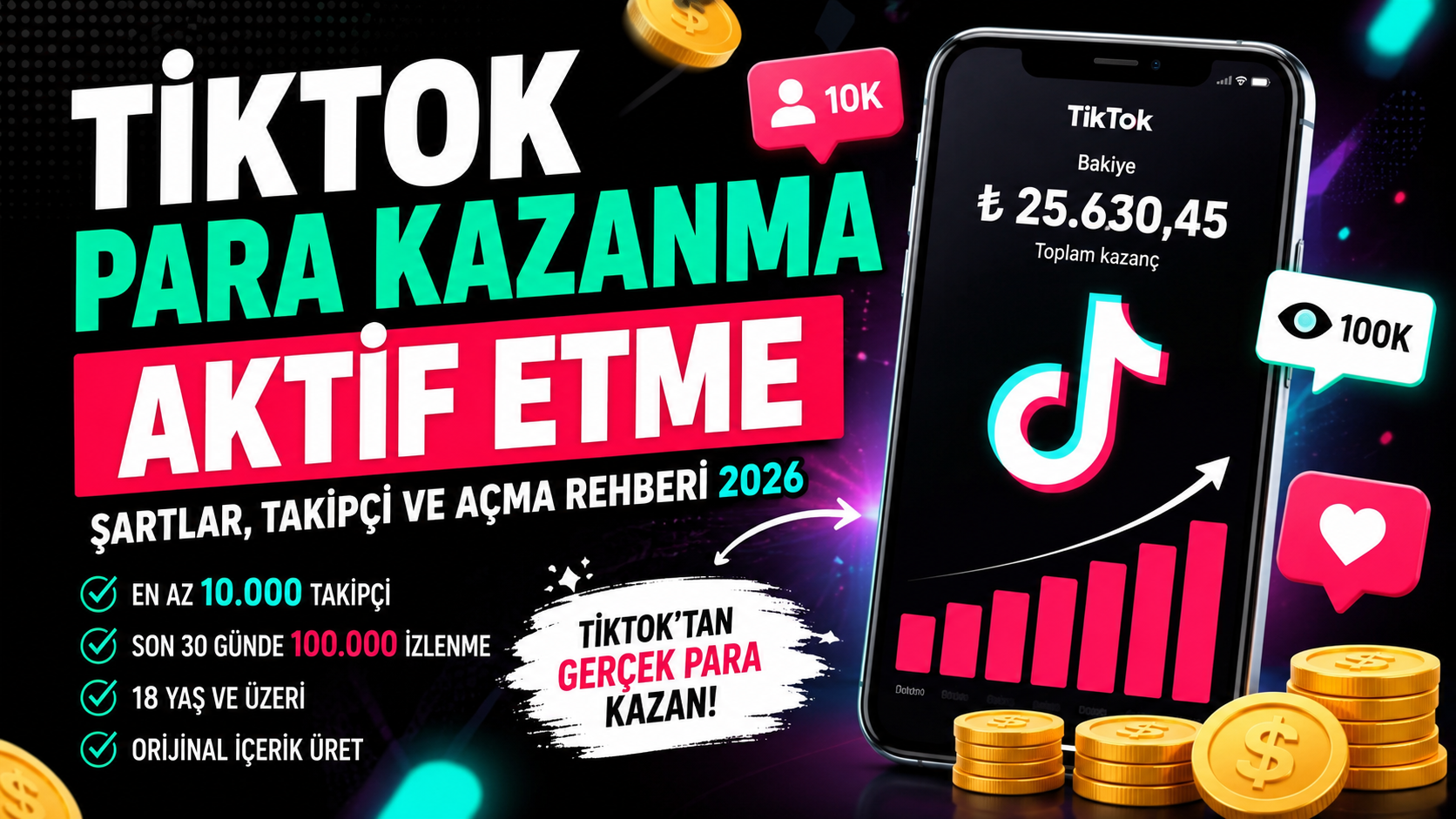TikTok Para Kazanma Aktif Etme 2026 – Şartlar, Takipçi ve Açma Rehberi